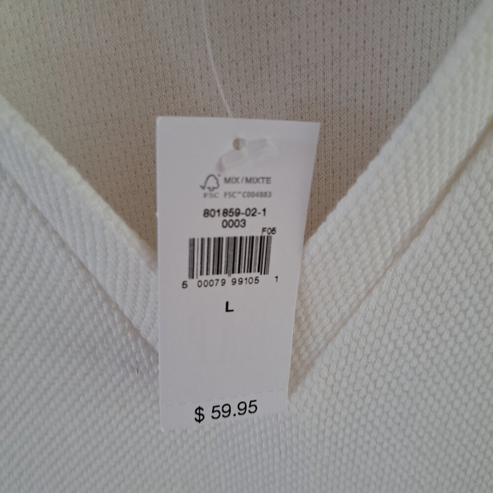 New Gap Women's Large White V-neck Polo Dress Athleisure Golf 100% Cotton - Picture 3 of 6
